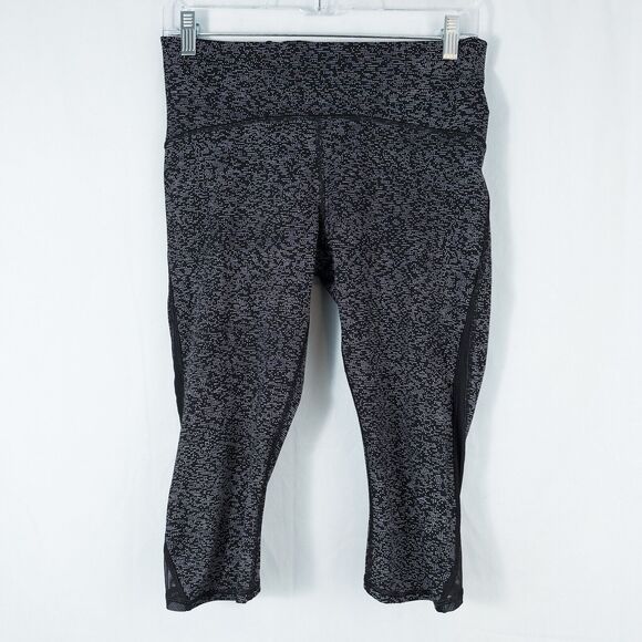 Lululemon Train Times Crop Legging Womens 10 Soundwave White Black/Black W6AHWS - Picture 1 of 13